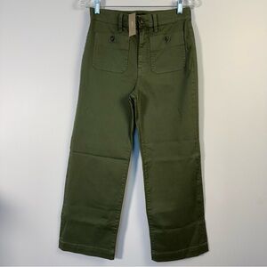 J. Crew Womens Army Green Sailor slim wide leg chino pant 27 stretch pockets